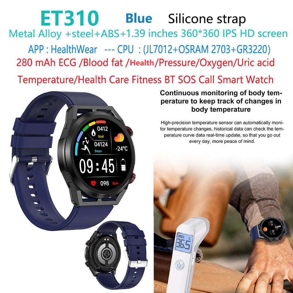 ET310-blood-fat-uric-acid-health-meter-smart-watch bleu