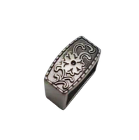 Boucle de ceinture en métal moulé Langming ZB002-15, plaqué argent antique, rétro, 15 mm, en alliage de zinc, avec logo imprimé par transfert thermique