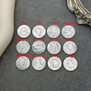 Forniture per Creazione Gioielli, Ciondoli in Madreperla Intagliati CNC con 12 Segni Zodiacali Cinesi, Pendenti alla Moda per Collane e Bracciali Fai-da-Te - Product Image 2