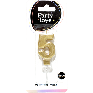 Vela de Cumpleaños con Número 5 Dorada de 4.5 cm para Decoración de Pasteles - Product Image 1