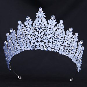 Tiara de Aleación con Pedrería para Novia, Estilo Barroco Europeo Americano, para Concursos de Belleza, Venta al por Mayor Transfronteriza QS - Product Image 1