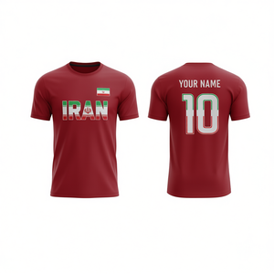 Maglia da Calcio dell'Iran Rossa Bianca Verde, Jersey per Tifosi Personalizzabile con Nome e Numero 10 - Product Image 2
