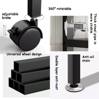 Chariot de rangement de cuisine multi-niveaux sur roulettes, étagère pour micro-ondes et support pour casseroles