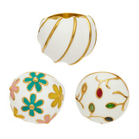 Anillo Ancho de Acero Inoxidable Chapado en Oro con Madreperla y Esmalte para Mujer, Joyería Bohemia Floral Colorida, Regalo