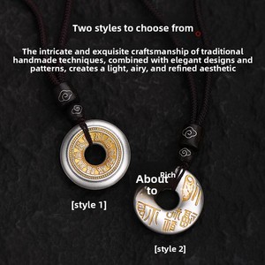 Trendy <b>Copper</b> Peace-Knot Pendant Unisex New Chinese-Style Electroplated <b>Chain</b> Necklace Hundred Blessings Character Charm B411-B4 - Product Image 3