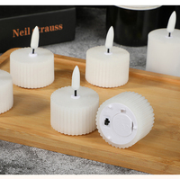 Bougie chauffe-plat LED sans flamme en plastique artificiel, effet cire véritable, romantique, D3*H5cm, télécommande, ivoire, pile CR2032, pour décoration de mariage et d'hôtel