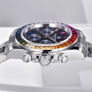 Montre sport PAGANI DESIGN PD-1644 avec lunette arc-en-ciel, montre à quartz pour homme, acier inoxydable, étanche 100 m, montre pour homme VK63, chronographe saphir - Product Image 2