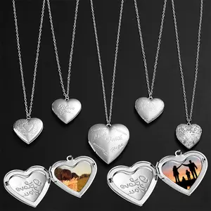 Heart shape Love you Faith Hope Locket Necklace That Holds Pictures Photos in Sterling Silver inspiring necklaces designs