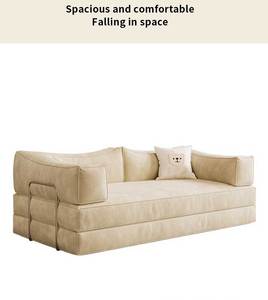 Minimalist Beige Fabric <b>Sofa</b> <b>Bed</b> with Metal Legs and Padded Arms for Living Room - Product Image 5