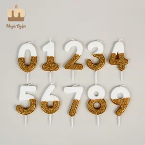 무료 샘플 하프 골드 반짝이 큰 고유 번호 영국 생일 양초