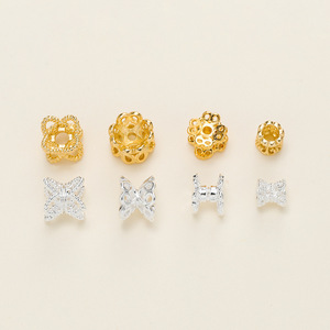 Jewelry Beading Accessories 18k Gold Plated Hollow Flower <b>Bead</b> <b>Settings</b> Double Sided For Bracelet Making - Product Image 4