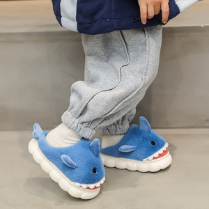 2025 Hot Bán Tùy Chỉnh Động Vật Dép Đi Trong Nhà Dễ Thương Lông Cá Mập Phim Hoạt Hình Mùa Đông Dép Đi Trong Nhà Cho Trẻ Em Khâu Peluches Sang Trọng Tùy Chỉnh - Product Image 2