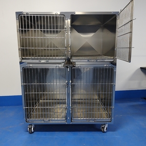 <span class=keywords><strong>Cage</strong></span> modulaire pour chiens à 4 niveaux en acier inoxydable pour clinique, avec roulettes silencieuses et espace intérieur réglable - Product Image 2