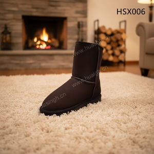 HY,Korea Style Round Toe <strong>Dark</strong> <strong>Brown</strong> Keep Warm Lady Boots Damp-proof TPR Outsole Middle Tube Fashion Hua Singh Snow Boots HSX006 - Product Image 4