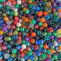 Vente en gros mdn 20 faces transparentes acrylique RPG dés perle motif Coc métal carré pour jeu de société enseignement donjons D20