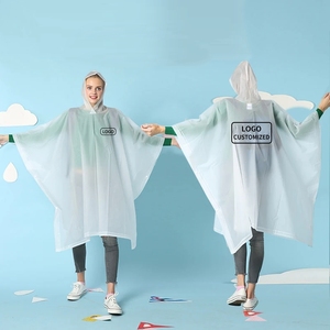 Imperméable carré pour adulte avec logo personnalisé, 100% imperméable, noir, réutilisable, poncho de pluie biodégradable en EVA avec capuche respirante - Product Image 2