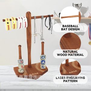 Expositor de Joyería de Madera con Diseño de Bate de Béisbol, Organizador de Escritorio para Guardar Collares y Anillos - Product Image 3