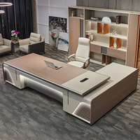 Bureaux de direction modernes et luxueux pour bureaux, grand bureau de direction en bois, design de table de direction, bureau de direction en mélamine avec armoire