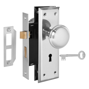 Ensemble de serrures à mortaise avec bouton en nickel satiné Bouton en laiton à mortaise parfait pour remplacer les ensembles de serrures anciennes cassées - Product Image 2