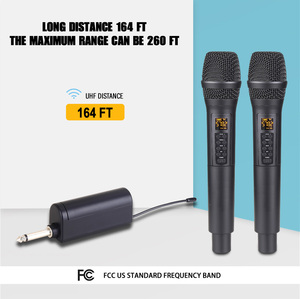 Système de microphone sans fil à double canal avec deux micros dynamiques portatifs, écrans LCD universels UHF en métal - Product Image 5