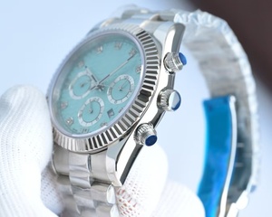 Reloj Mecánico Cronógrafo con Bisel de Acero Tipo Cósmico, Esfera Blanca con Marcadores de Diamantes, Reloj Clásico Versátil de Lujo para Hombre - Product Image 1