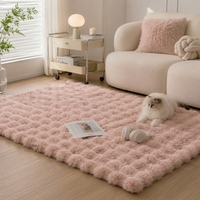 Tapis Moderne en Polyester Effet Fourrure de Lapin 3D à Bulles, Ultra Doux, Moelleux, Antidérapant, Lavable en Machine pour Salon - Vente en Gros