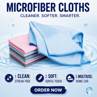 Chiffon de nettoyage en microfibre premium, sans peluches, sans traces, pour vitres de voiture, miroirs et surfaces domestiques