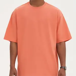 卸売TシャツサプライヤードロップショルダーTシャツ男性用カスタムタグ厚手コットンTシャツストリートウェアボックス型スウェットシャツ