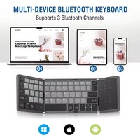 Katlanabilir klavye şarj edilebilir taşınabilir kablosuz klavye BT Mini katlanır üçlü klavye kablosuz Laptop için Tablet telefon