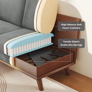 Modern Comfortable Two-<b>Seat</b> Corduroy Leather PU <b>Sofa</b> Bed Solid Wood with Deep <b>Seat</b> Spring <b>Cushion</b> for Bedroom or Living Room - Product Image 4