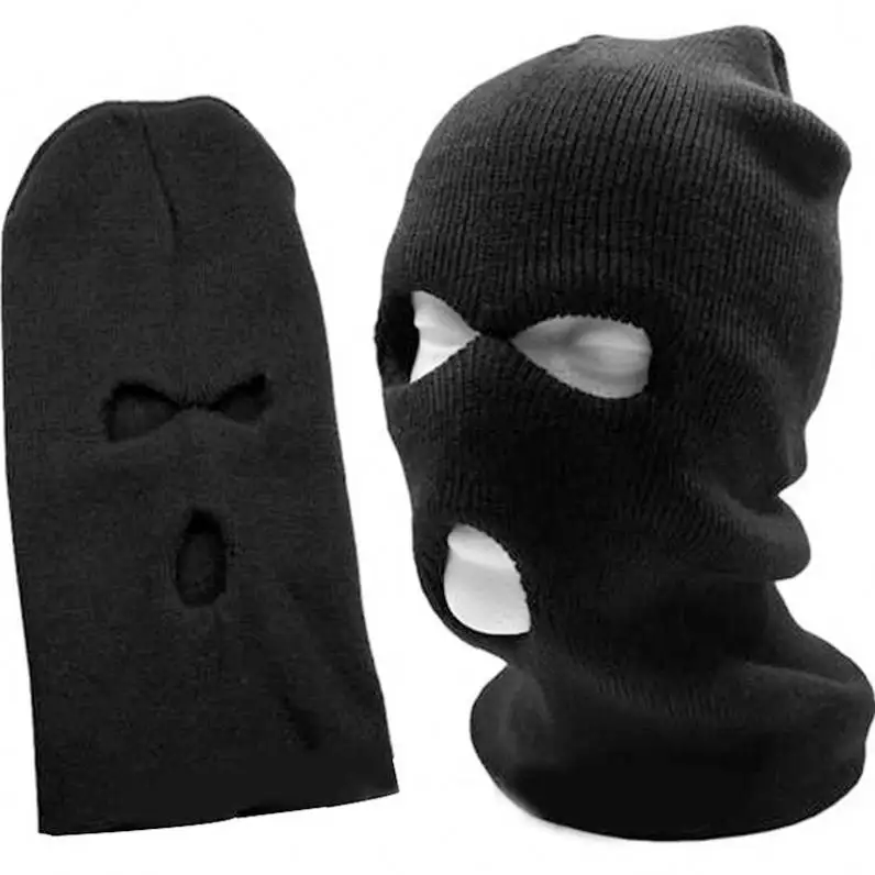 Wholesale Black Warm Face Masks Full Face Cover Mask Three 3 Hole Balaclava Knit Hat Winter Stretch Snow Mask Beanie Hat