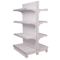 Étagère de supermarché simple ou double face personnalisée, rayonnage gondole thermolaqué avec panneaux arrière en option pour magasin de détail