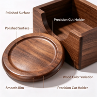 Sous-verres en bois massif, sous-verres ronds en bois naturel, lot de 6 avec support de rangement, sous-verres pour tasses, décoration d'intérieur