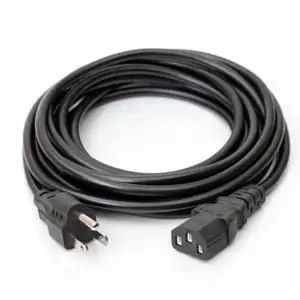 South African mains plug black power cable to IEC kettle connector