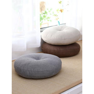 Coussin futon rond en coton et lin épais Fujitake, style japonais, 40-70 cm, amovible et lavable, pour balcon, fenêtre en baie, tatami - Product Image 2