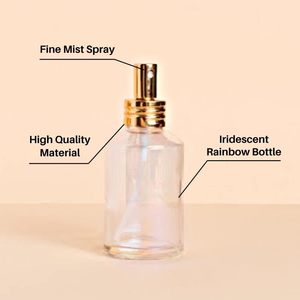 Iridescente <span class=keywords><strong>Rainbow</strong></span> 4 once flacone Spray in vetro piatto ricaricabile nebulizzatore profumo per oli essenziali pompa Sayer sigillante - Product Image 5