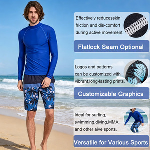 Rashie Quick Dry Rash Vest Chlorine Resistant Swim Shirt Mens UV Protection Rashguard Long Sleeve <b>Surfing</b> Rash Guard - Product Image 2