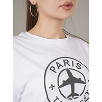 Paris Tashkent Unisexe Blanc 100% Coton Décontracté Coupe Classique Écologique Respirant Séchage Rapide Col Rond Anti-Plis Épaules Femme