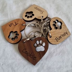 Personalized Wooden Heart Pet Keychain, Custom Laser Engraved Pet Name Paw Print Key Ring, <b>Memorial</b> <b>Gift</b> for <b>Dog</b> Cat Pet Lovers - Product Image 6