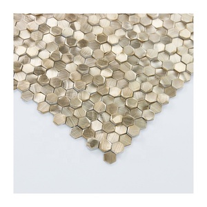 Carrelage de mosaïque or hexagonal D fond solide aluminium brossé de luxe mur dosseret carrelage en métal mosaïque stock liquidation - Product Image 1