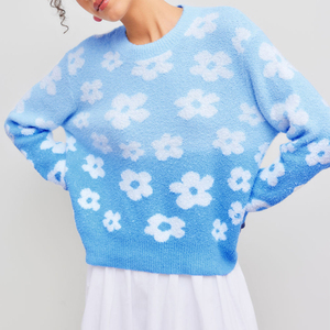 Pull en tricot jacquard personnalisé OEM & ODM pour femme, col rond, vêtements pour femme, pull tricoté d'hiver pour femme - Product Image 3