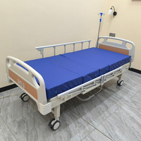 Lit d'hôpital électrique réglable à deux fonctions avec matelas ventilé et sommier ventilé en grain de bois moulé par soufflage