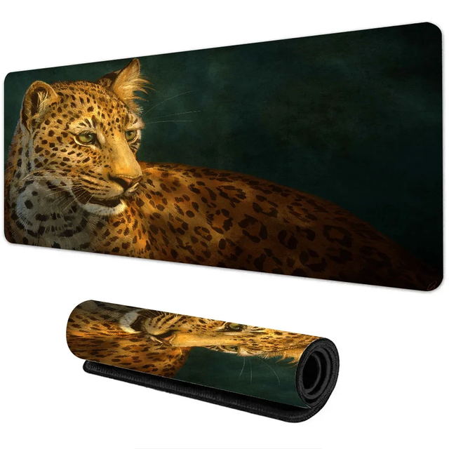 Large custom gaming mouse pad featuring lion tiger leopard designs full desk coverage dye sublimated mouse pad