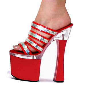 Sandales à talons épais rouges <span class=keywords><strong>de</strong></span> 18 cm, bout ouvert, sexy, pour pole dance, mode, cool, grandes tailles, pour femme, été - Product Image 1