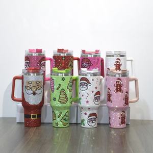 <span class=keywords><strong>Navidad</strong></span> Gingerbread Man Bling Rhinestone Copas 40oz Bling Rhinestone Gingerbread Tumbler Tazas con asa - Product Image 4