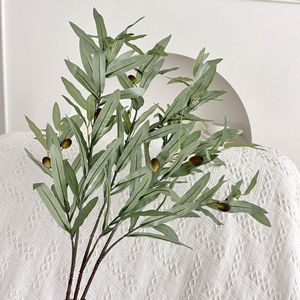 Branches d'olivier artificielles Yasunobu 30cm-100cm, fleurs en mousse de soie vertes, style naturel, décoration de vase pour la maison et l'hôtel - Product Image 2