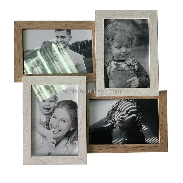 Marco DE FOTOS Collage 4x6 con pantalla de vidrio de alta definición Marcos DE FOTOS múltiples familiares de 4 aperturas para colgar en la pared