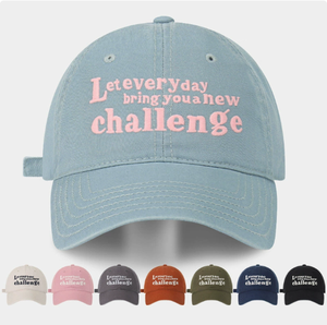 Casquette de baseball en coton lavé avec broderie de lettres « Que chaque jour vous apporte un nouveau défi », unisexe, réglable, style décontracté pour papa - Product Image 5