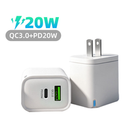 Adaptateur secteur USB-C 20W prêt à être expédié, chargeur rapide PD 3.0, bloc de charge mural de type C pour téléphone portable