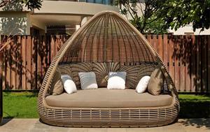 Meubles en osier d'extérieur avec coussins, lit de repos, chaise longue en teck pour <span class=keywords><strong>solarium</strong></span> - Product Image 3